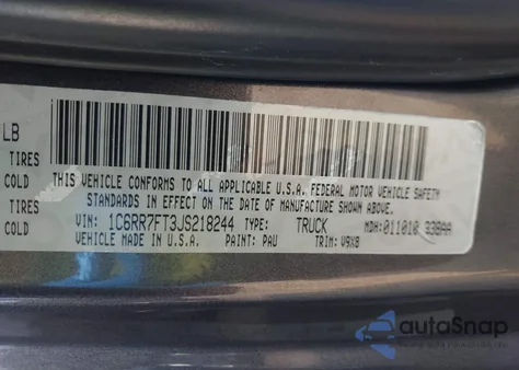 2018 Ram 1500 Express 4X4 6'4 Box from USA, damaged, VIN 1C6RR7FT3JS218244